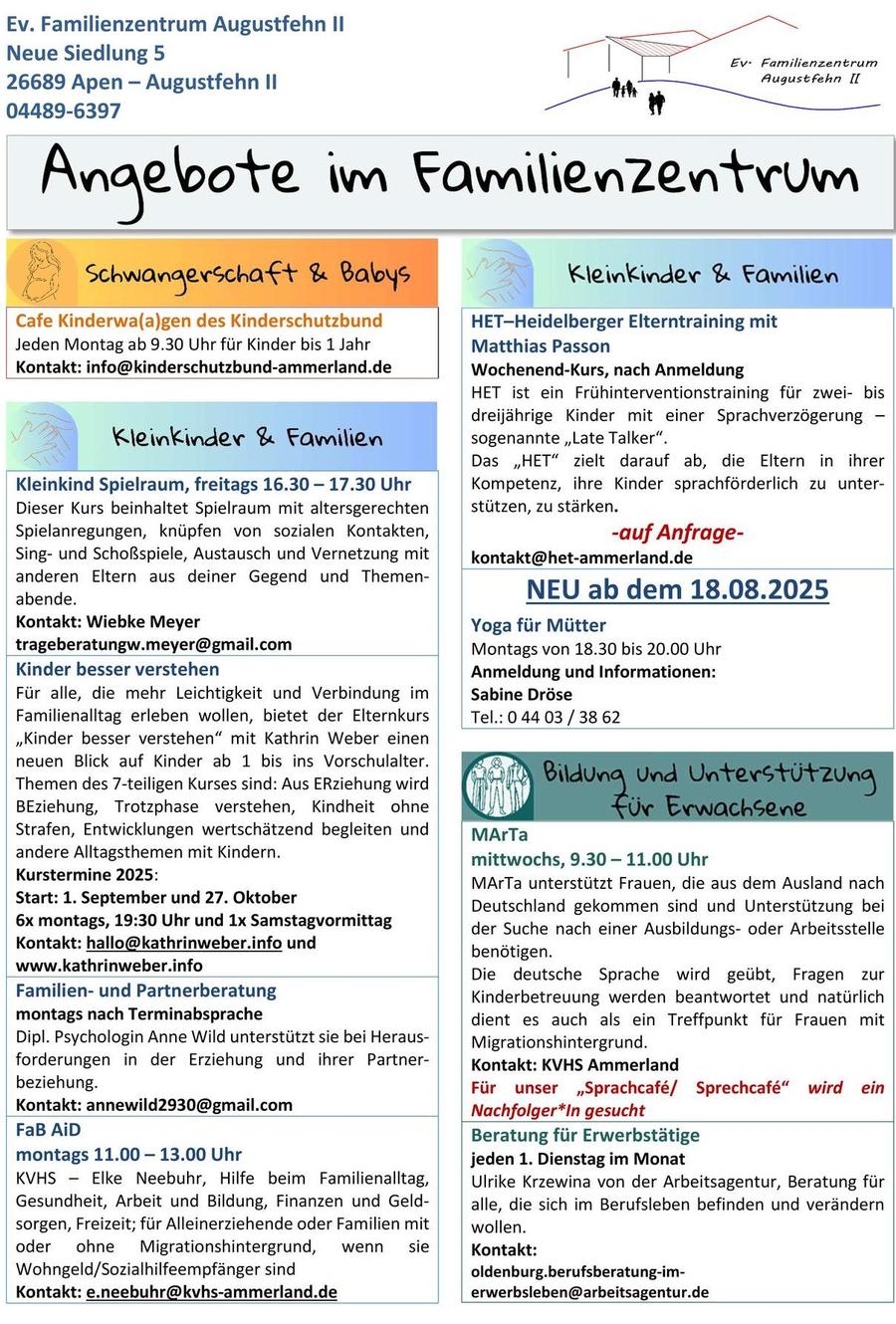 Angebote im Familienzentrum
