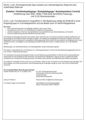Erzieher für Familienzentrum-Krippe