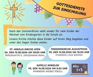 Gottesdienste zur Einschulung