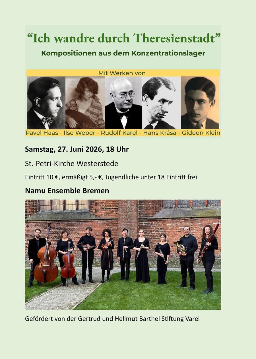 Musik aus Theresienstadt am 27. Juni 18 Uhr Westerstede